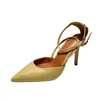 Eleganta kvinnors sandaler Summer Point Toe Fashion Buckle Ladies Stiletto Cross Strap High Heels