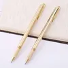 Retro Gold Brass Black Ink Ballpoint Pen Handmade With Clip Office School Supplies Stationery