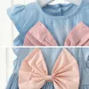 Barn Bomull Tjej Klänning 2020 Sommar Princess Bowknot Dress Tunika Barndräkt för barn Klänningar Kläder Q0716