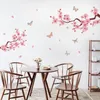 Väggklistermärken Louyun Pvc Pink Peach Blossom Chinese Style Butterfly Decoration Romantic DIY Dekaler Hem Inomhus