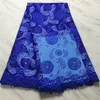 Tissu en dentelle à filet français rose et bleu ciel, 5 mètres/lot, broderie de fleurs, Style maille africaine pour tenue de soirée, PL31425, meilleure vente