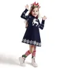 Xmas Barn Höst Vinter Toddler Baby Girls Crochet Christmas Xmas Deer Sweater Knit Dress + Hairband Outfits Conjuntos de Menina G1026