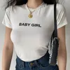 Dames t shirts dames t-shirt zomer 2022 dames crop tops korte mouw oversized witte shirt brief geprinte grafische T-stukken 90s 90s