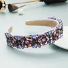 Luksusowy Full Multi Color Crystal Headband Elegancki Geomtric Gem Diamond wyściełane Hairband Bridal Headwear
