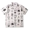 잘 생긴 느슨한 대형 캐주얼 디자인 트렌드 브랜드 셔츠 남자 복고풍 반팔 재미 인쇄 셔츠