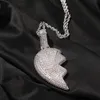 Iced Out Broken Heart Pendant Necklace Mens Womens Fashion Hip Hop V Letter Gold Necklaces Jewelry259n