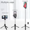 Monopiede per treppiede mini selfie pieghevole wireless 4 in 1 con luce di riempimento dell'otturatore compatibile con Bluetooth per bastone selfie per smartphone