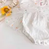 Été nouveau-né filles combinaison vêtements bébé belle robe imprimée marguerite barboteuse + bandeau ensemble à manches courtes fille robes de princesse G1129