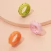 Anelli a grappolo 2021 Ins Rosa Arancione Verde Rivestito Intrecciato Geometrico Minimalismo Knuckle Finger Piercing Anello Coreano Moda Donna Gioielli da festa
