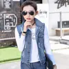 Мода корейской джинсовой куртки женщин дыра короткие джинсовые пальто женский плюс размер 3XL куртка без рукавов женские вершины 12257 210528