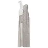 Ankomst Kvinnor Sexig Designer Sparkly Sequins Maxi Dress Ladies Elegant One Shoulder Bodycon Party Vestido 210525