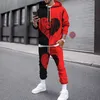 Мужские трексуиты красочные король Angel 3D печать моды Trend Trend Bookie брюки 2-х частей набор 2021 осень зима костюм хип-хоп уличная одежда S-6XL