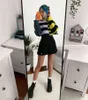 InsGoth Patchwork Lose Streifen Druck Pullover Frauen Harajuku Streetwear Langarm Oansatz Oversize Pullover Weibliche Pullover Y1110