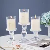 1pc 3.46 / 4.52 / 5.51 i glasstakehållare för 3 \ "Pillar Candle och 3/4 \" Taper Candle Wedding Decoration Candlestick 240c3