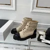 Piattaforma Stivali corti autunno donne invernali in vera pelle Mid-Calf stivali da polpaccio a punta rotonda Scarpe Designer Lace-up Casual Botas de Mujer