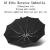 Affaires pliantes inversées automatiques avec bandes réfléchissantes parapluies pluie pour hommes femmes Parasol masculin coupe-vent