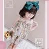 Девушки Летний костюм Мода Trend Floral Bring Двухсевная Девочка Москитная Брюки P4348 210622