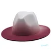 Felt Fedora Mössor Mäns Kvinnor Hatt Kvinnor Män Fedoras Bulk Kvinna Man Jazz Panama Cap Kvinna Manlig Gradient Kepsar Mode Tillbehör Partihandel