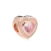 Nyankomst 925 Sterling Silver Rose Gold Magnolia Heart Beads DIY Fit Original European Charm Armband Mode Dam Smycken Tillbehör