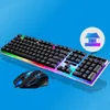 G21B USB-verdrahtete bunte LED-Hintergrundbeleuchtung 104 Tasten Mechanische Tastatur-Maus-Set für Gaming-Laptop-Computer-PC