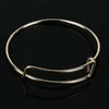 10st 50mm guld / rhodium pläterade justerbara trådarmband Expanderbara ledningar Bangle Armband för kvinnor Barn DIY Smycken Gift Q0719