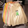 Harajuku Hoodie Creative Rainbow Frog Drukowana Bluza z kapturem Bluza z kapturem Odzież damska Topy Streetwear Kurtka 210809