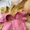Lider Bear Leader New Summer Girls 'Ustawia Odzież Koreańska Kamizelka Przycisk Sling Topy + Szorty 2 Sztuk Dla Dzieci Ubrania Kostium Dla Dzieci Odzież Y220310