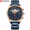 Curren Watch Men Luxuryブランドビジネスクロノグラフ腕時計男性ステンレススチールブルーオスの腕時計レオリージョ・マスコリン210527