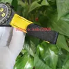 JH montres-bracelets étanches hommes montre fibre de carbone tissage 40mm cadran en or jaune ETA 7750 chronographe travail automatique mécanique montres pour hommes avec papiers de boîte