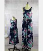 Floral Flower Print Mother Daughter Dresses & Kids Family Matching Outfits Fashion 2 Color Bohemian Long Dress 210922