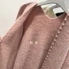 New design women's loose casual beading mohair wool knitted midi long sweater cardigan coat casacos solid color