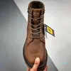 Çizmeler Erkekler ve Kadınlar Bahar Sonbahar Rahat Deri Ayakkabı Çalışma Kalın Tabanlı Kauçuk Ayak Bileği Askeri Marka Moda