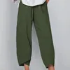 Spodnie Harem Kobiety Letnie Spodnie Casual Elastyczna Talia Bawełniana Pościel Szeroka Noga Loose Pantalon Odzież Plus Size 211115