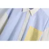 Kadın Gömlek Çizgili Patchwork Uzun Kollu Zarif Moda Şık Bayan Kadın Gömlek 210709 Tops