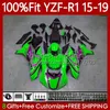 Fairings de OEM para Yamaha YZF-R1 YZF1000 YZF R1 1000CC 15-19 Corpo 104No.56 YZF R1 1000 C Yzfr1 15 16 17 18 19 YZF-1000 Luz verde 2015 2016 2017 2019 injeção