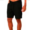 Summer Fitness Running New Tinta unita Pantaloni sportivi stringati Cotone e lino Pantaloncini a cinque punte Pantaloncini da uomo Pantaloni casual X0705