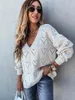 Dames Sweaters Herfst Lente Vrouwen Valentijnsdag Kleding Sexy Diepe V-hals Lange mouw Losse Hall Holle Pullover Gebreide Sweater