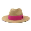 Sombrero de paja de verano 2021 para mujer, sombrero de fieltro de playa de Panamá con cinta de letras M a la moda, sombreros de sol transpirables de ala ancha