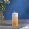 DIY 12 Unzen 16 Unzen 25 Unzen Sublimationsglas-Bierkrug mit Bambusdeckel Strohrohling Frosted Clear Jar Tumbler Tassen Großhandel