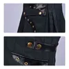 Nouveau 2020 écossais Kilt unisexe Cosplay Ecosse classique rétro gothique jupe plissée Hip Hop Shorts ceintures poche genou longueur hommes H1210