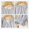 1-6 T Kızlar DR2021 Bahar Yeni Koreli Çocuk Giyim Bebek Kız Çiçek Uzun Kollu Diz Boyu Princotton Elbise X0803
