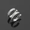 Fashion Jewelry Brand Design Stud Earring 2 Row Stone Full Diamond Clasp Hoop Earrings for Women Girls Earring jewelry 3 Colour Select