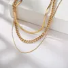MultiLayer Snake Chain Twist Chain Halsband Set för Kvinnor Vintage Hip Hop Choker Sweater Halsband Boho Beach Party Statement Smycken Gift