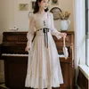 Francuski Vintage Midi Sukienka Kobiety Z Długim Rękawem Square Collor Office Elegancka Kobieta Spring Dot Koreański 210529