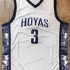 Nikivip YOUTH.Georgetown Hoyas College # 3 Maglia da basket Allen Iverson Cucita doppia cucitura Poliestere ad alta qualità Blu Grigio