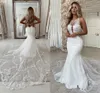 2022 Beach Sexy Mermaid Wedding Dresses Scoop neck Lace Appliques Bridde Dress Open Back Country Bridal Gown Vestido de novia Robe Mariée