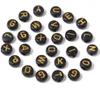500 pcs/lot Dia.7mm noir or entretoise perles de charme acrylique lettre perle a-z Alphabet 1.4mm trou pour bricolage bracelet collier faisant