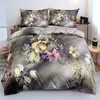 Conjuntos de cama HD Pink Little Flower Bed Roupa Azul Duvet Cobertura Conjunto Completo Double King Size 203x230cm Home Têxtil Design Personalizado