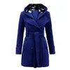 Mode Woolen Coat Women Warm Fleece Jacka med bälten Dubbelbröst Solid Casual Jacka Vinter Vintage Slim Ladies Coat 211104
