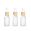 10ml 15ml 20ml 30ml 50 ml frostat glasdroppflaska Tom kosmetikburk för eterisk olja med imiterade bambu lock